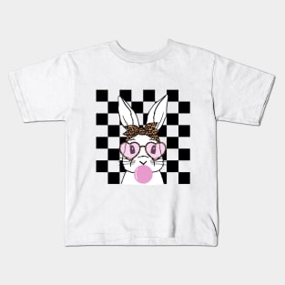 Leopard Easter Bunny Rabbit Happy Easter Day Kids T-Shirt